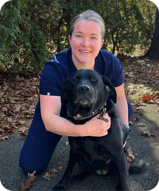 Dr. Parr with a dog